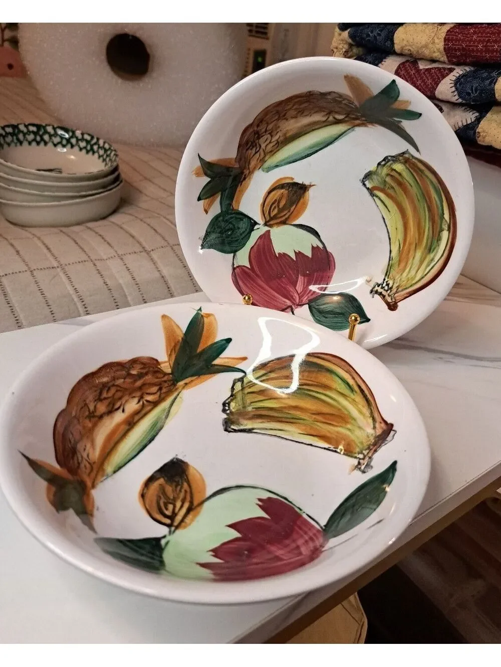 Vintage Set of 2 Mid-Century Westwood Hand-Painted w/ Fruit in Japan Bowls 7